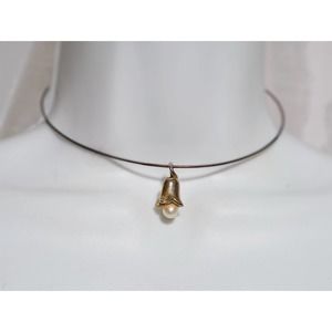 Lovely Vintage Brass Pearl Flower Tulip Pendant